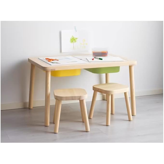 rayihni KID'S PLAY TABLE/CHILDREN'S TABLE - COMPLETE SET, CHILDREN TABLE, PLAY TABLE, FLISAT, WOOD TABLE, KID TABLE - Image 2